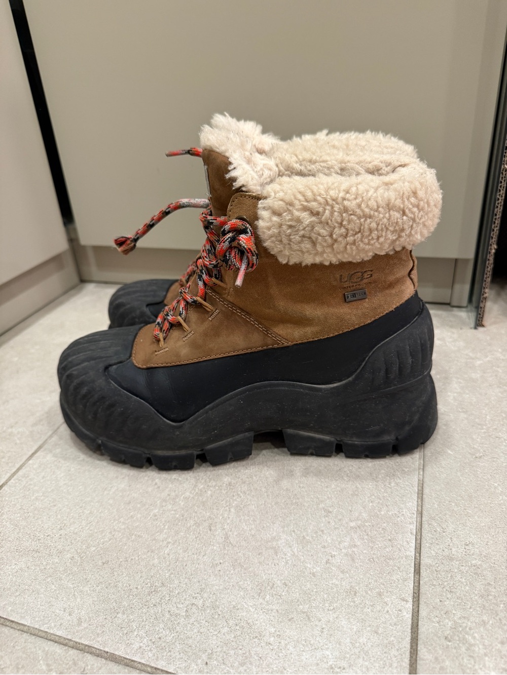 UGG Adiroam Hiker Boots- Brown and Black Waterproof Lace-Up Winter Boots